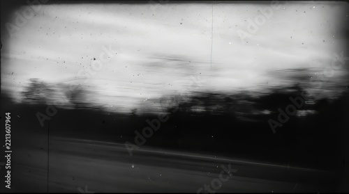 Abstract motion blur landscape with vintage film grain