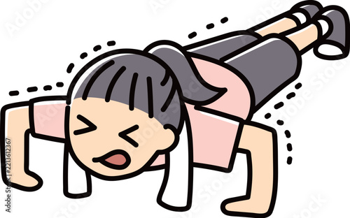 腕立て伏せをする女性_フルカラー