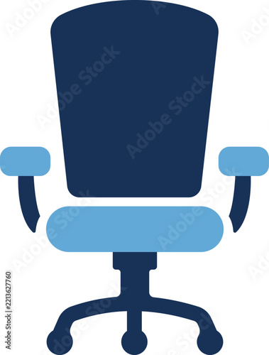 Flat vector icon of a professional ergonomic office desk chair with armrests