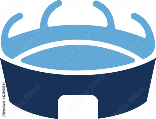 Minimalist flat vector icon of a sports stadium arena building