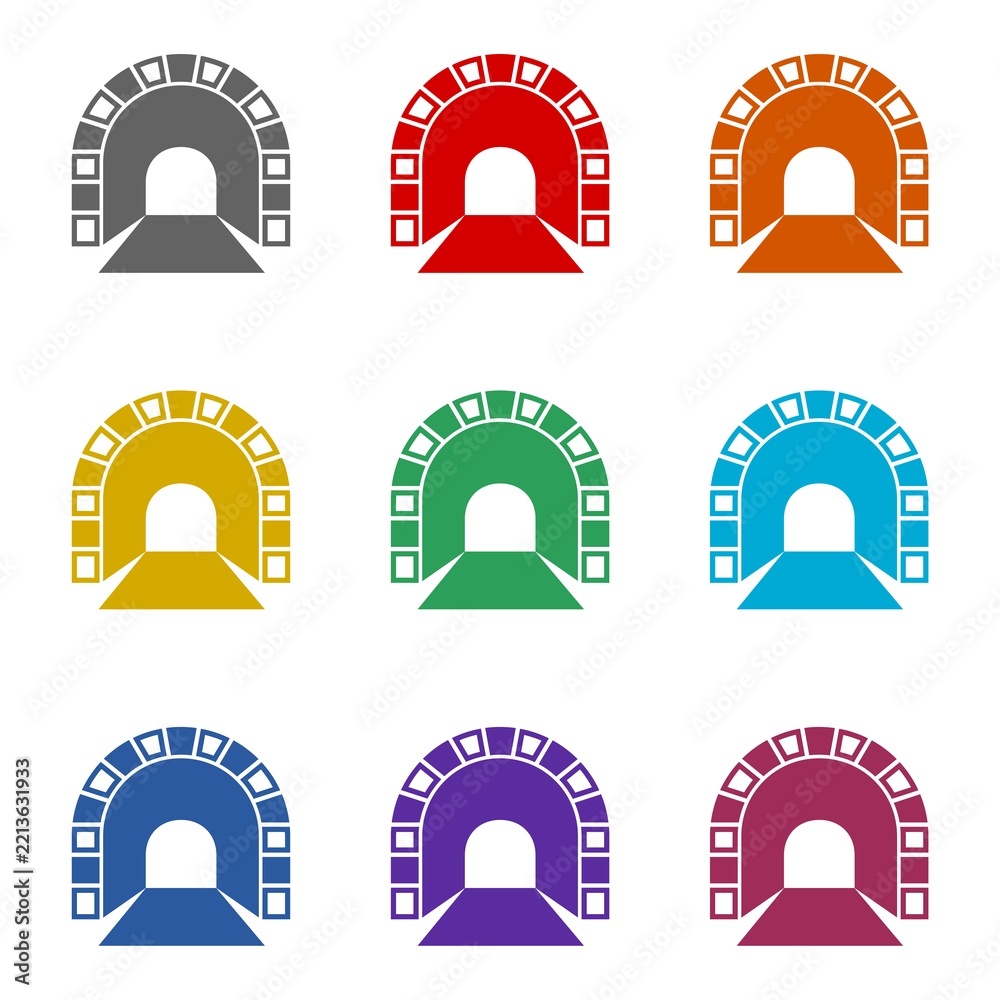 Fototapeta premium Tunnel sign icon isolated on white background. Set icons colorful