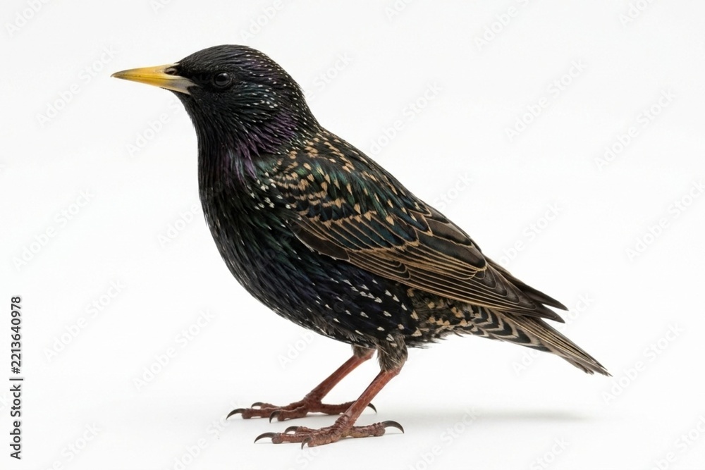 Fototapeta premium Common starling (Sturnus vulgaris) isolated on a white background