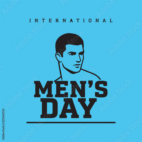 International Men's Day typography design with handsome man face vector illustration