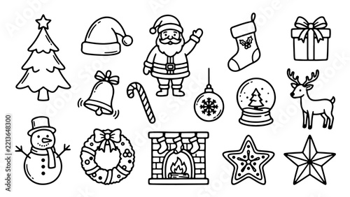 Christmas Holiday Celebration Design with Santa Claus, Gift Box and Festive Elements