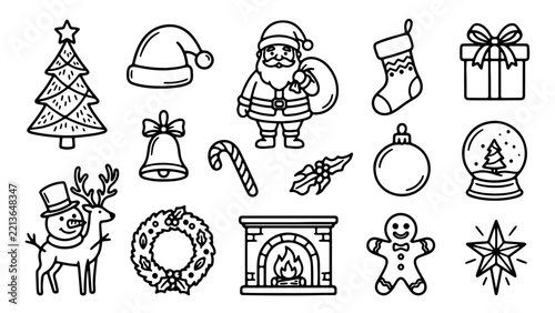 Christmas Holiday Celebration Design with Santa Claus, Gift Box and Festive Elements