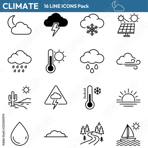  Weather Forecast Climate Environment Line Icon Pack.