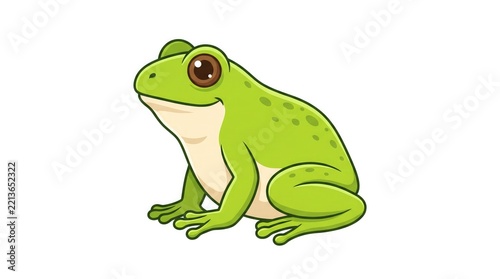 Cute green frog illustration isolated on a white background for