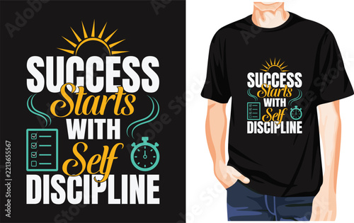 Success Starts With Self Discipline Typography Quote T-Shirt Design