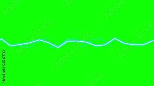 Neon pattern with green electric pulses on a light blue wavy background. Suitable for tech designs, digital art, or energetic concepts.