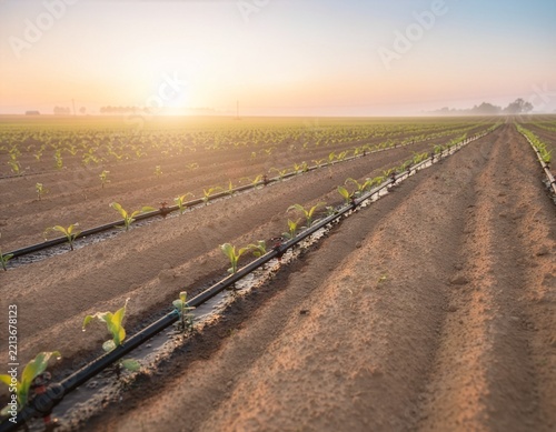 Precision Drip Irrigation System at Sunrise