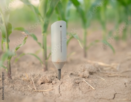 Smart Irrigation Sensor in Dry Soil Among Crops