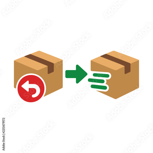 Returned Parcel to Reshipped Parcel Transformation Icon