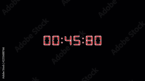 9 Minute Time Counter Animation, Nine Minute Count Up and Countdown Timer with Minutes, Seconds and Milliseconds, Running Time Display on Transparent Background, 4K Alpha Channel