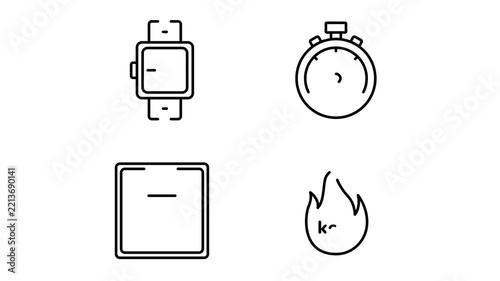 Fitness Tracker Icons Line Drawing Animation for Health Education, Business Presentation & Explainer Videos