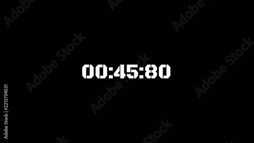 9 Minute Time Counter Animation, Nine Minute Count Up and Countdown Timer with Minutes, Seconds and Milliseconds, Running Time Display on Transparent Background, 4K Alpha Channel