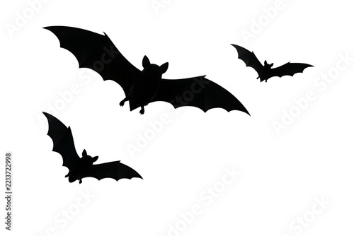 Flying bats swarm isolated PNG, dark spooky creatures scattered on transparent background, halloween night graphic element