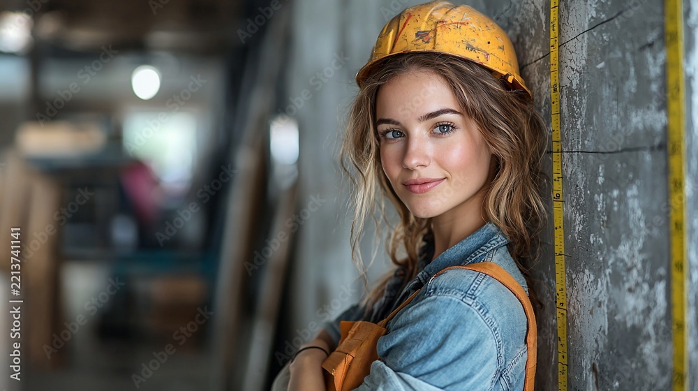 Obraz premium Woman construction worker