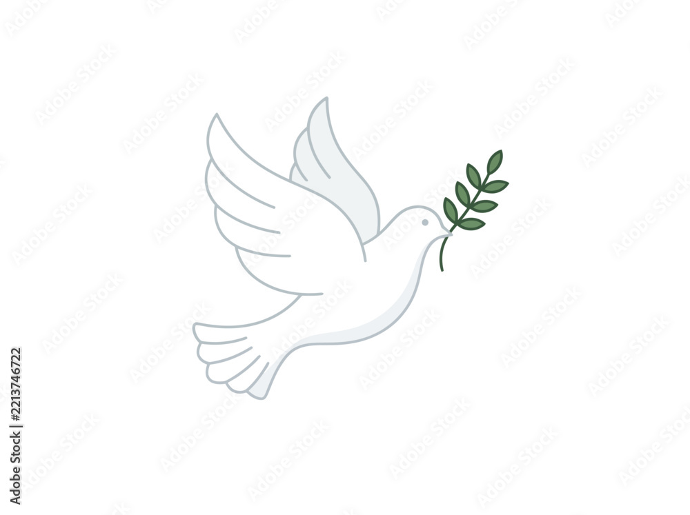 Obraz premium White dove carrying olive branch