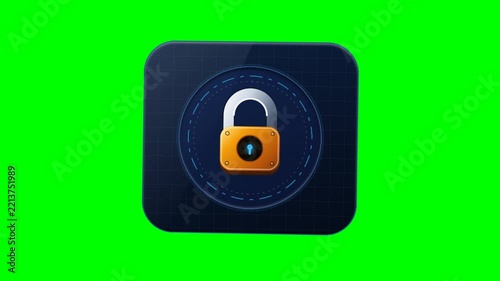 Morphic Security Padlock Protection Card On Green Screen