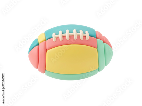 3D Stylized Pastel American Football Icon Isolated on Black