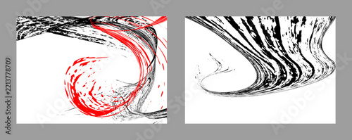 Strokes of black and red paint on a white background. Set of two templates. Graffiti element. Design template for the design of banners, posters, booklets, covers, magazines. EPS 10