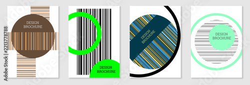 Set of cover design in Memphis style. Geometric design, abstract background. Fashionable bright cover, banner, poster, booklet. Creative colors.