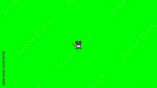 Small cartoon mouse animation on a green screen background.