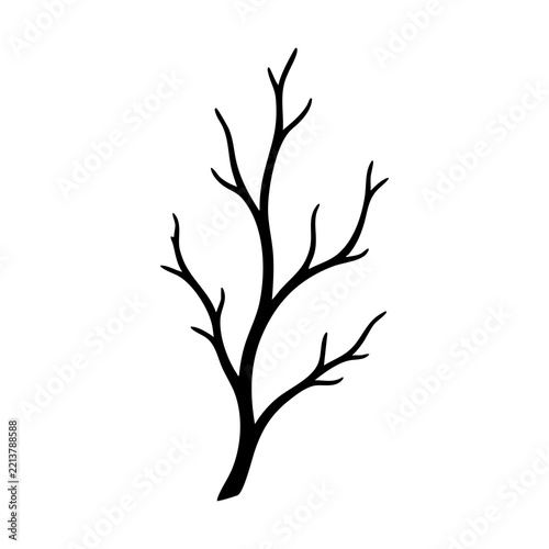Vector silhouette icon of a bare tree (leafless tree)