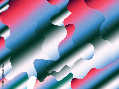 Modern abstract vector background featuring dynamic fluid liquid waves and overlapping layers in metallic silver, chrome, vibrant red, cyan, and dark green gradients. Perfect for web banners and other