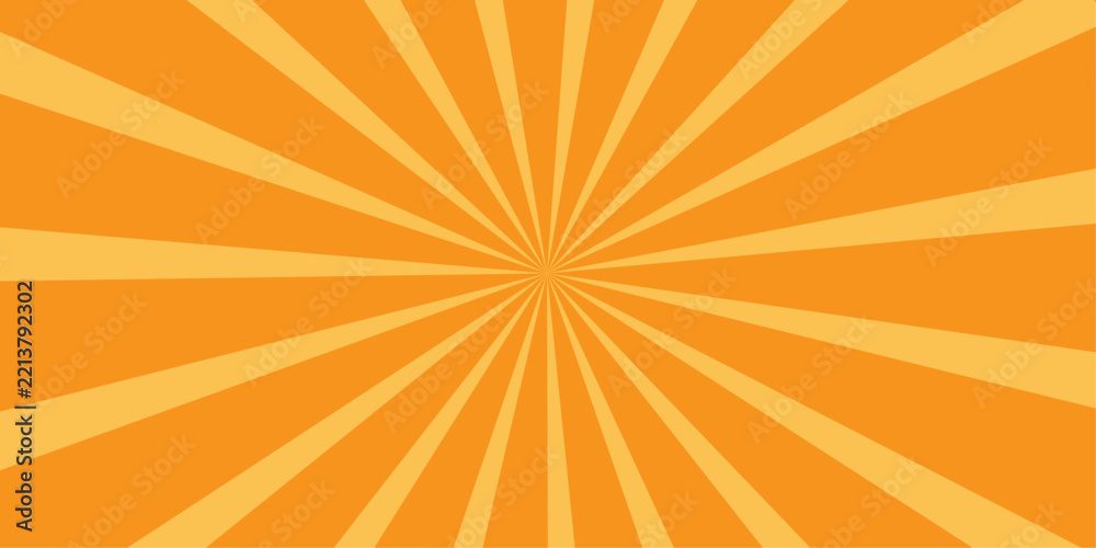 Fototapeta premium Sunburst vector illustration in vibrant orange and yellow tones with radiating beams for creative projects