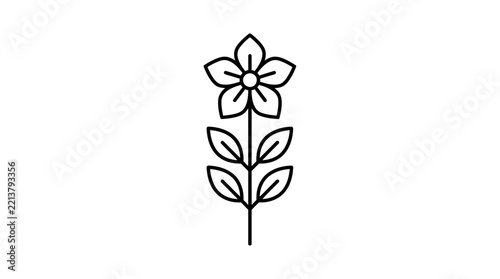 Linear floral ornament depicts a stylized flower with leaves and stem