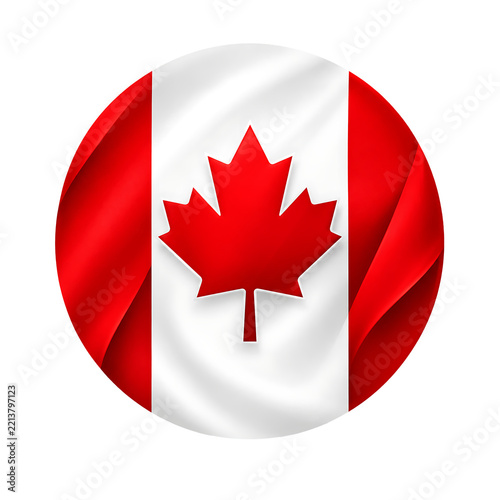 Canada flag icon with wavy texture in a round shape