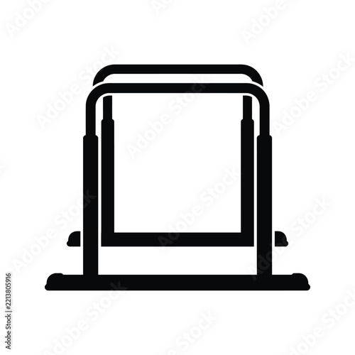 Dip Station Power Tower Silhouette Black Vector Gym Icon Isolated