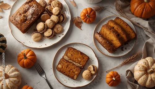 Halloween Bakery Products with Pumpkin and Autumn Decor