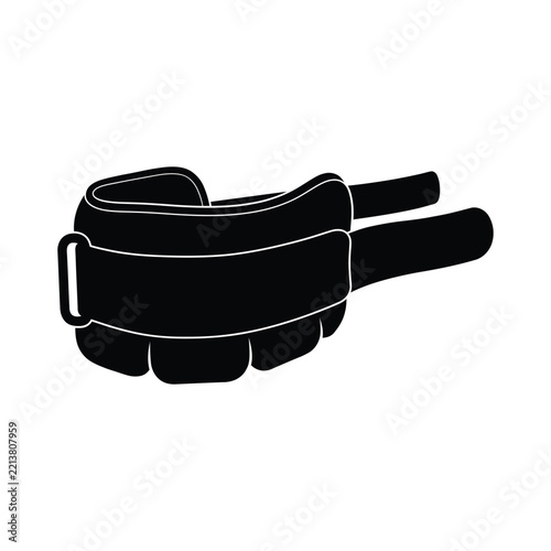 Batting Glove on Hand Silhouette Black Vector Sports Icon Isolated