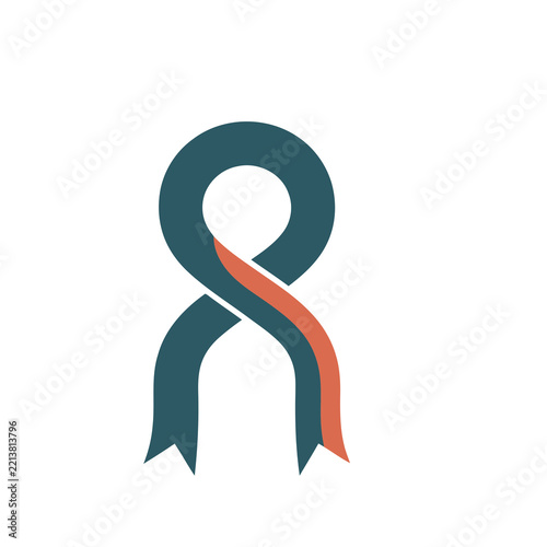 Teal and orange ribbon symbol