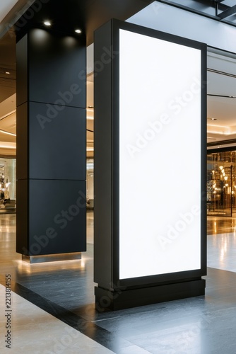 Large empty advertising display in a modern interior space with stylish design elements