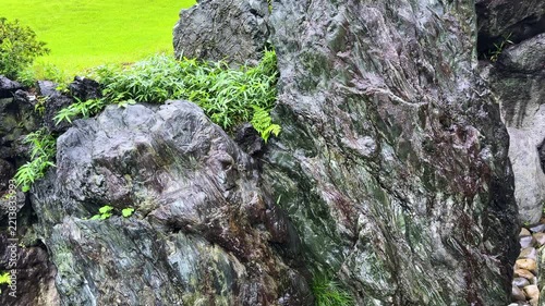 Rock Formation of a Dry Waterfall in Kiyosumi Garden, Tokyo