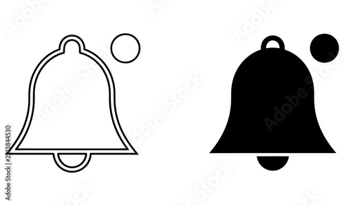 Black and white bell icons with a circular notification dot alongside each other