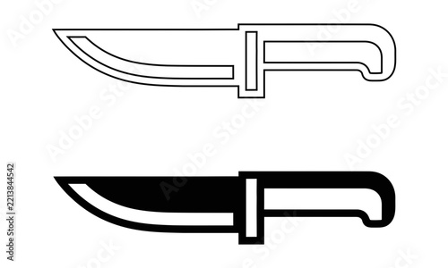 Two versions of a hunting knife illustration one in black and one in white