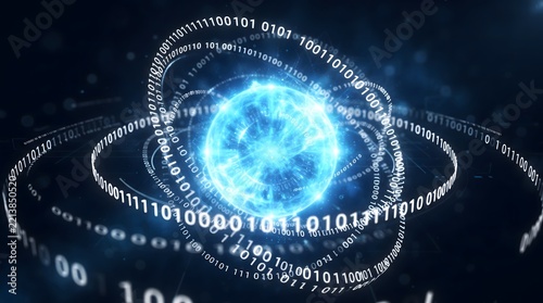 Floating Energy Orb with Binary Code