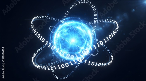 Floating Energy Orb with Binary Code