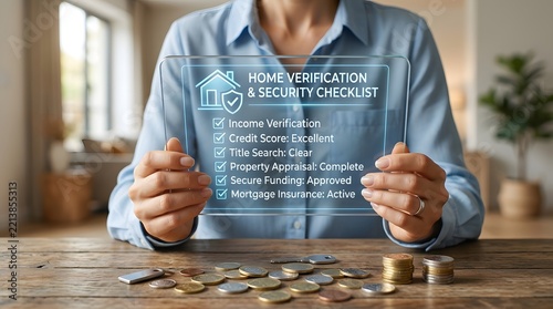 Person holding a digital home verification and security checklist