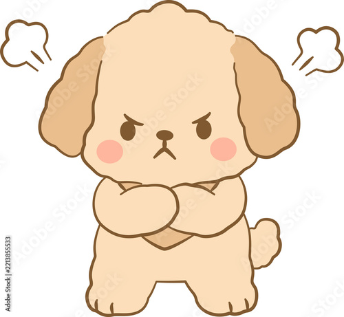 Cute Puppy Character Angry Pose Crossing Arms
