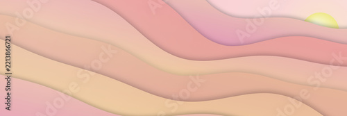 Abstract Panoramic Background with Layered Pink Curves