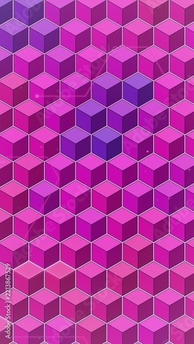 Pink and Purple Isometric Hexagon Cube Pattern