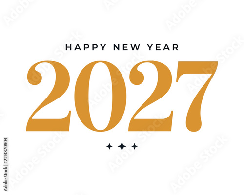 Happy New Year 2027 Golden Typography Greeting Card Design