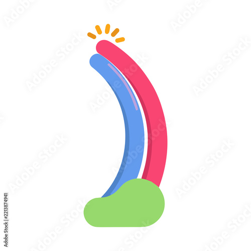 Abstract rainbow shape with sunburst