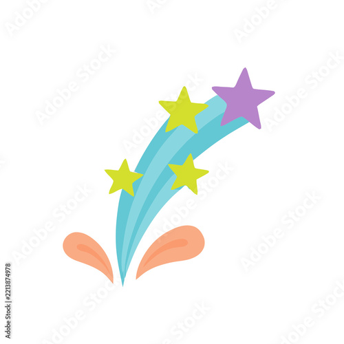 Cartoon stars and swirls isolated on transparent background
