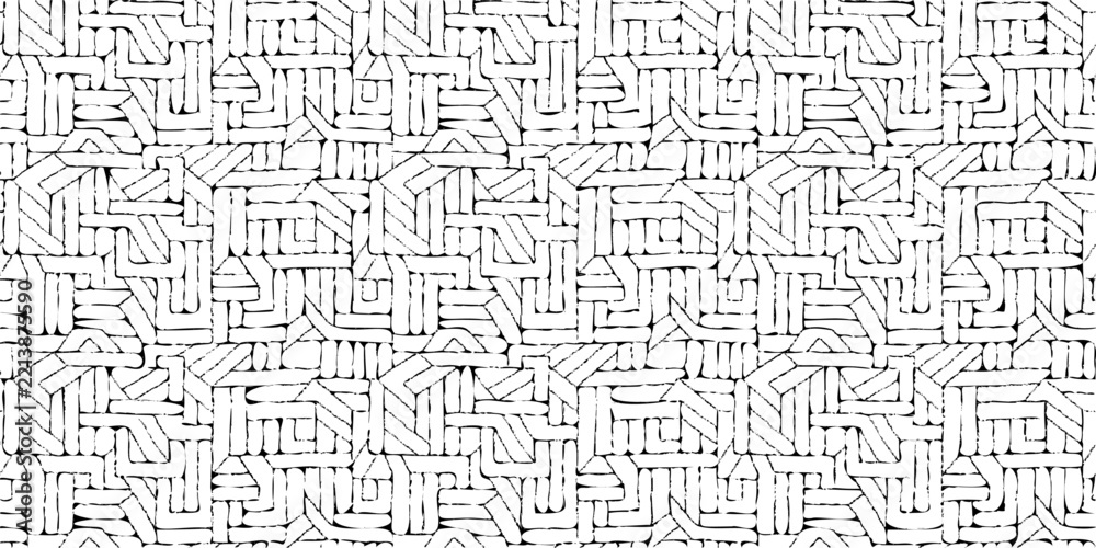 Fototapeta premium Black and white geometric pattern. Tileable texture background.